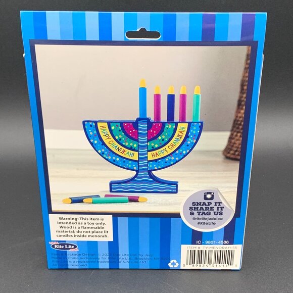 My Mini Wood Menorah Set For Kids Ages 3+ By Rite Lite Chanukah Age 3+ - Picture 2 of 2